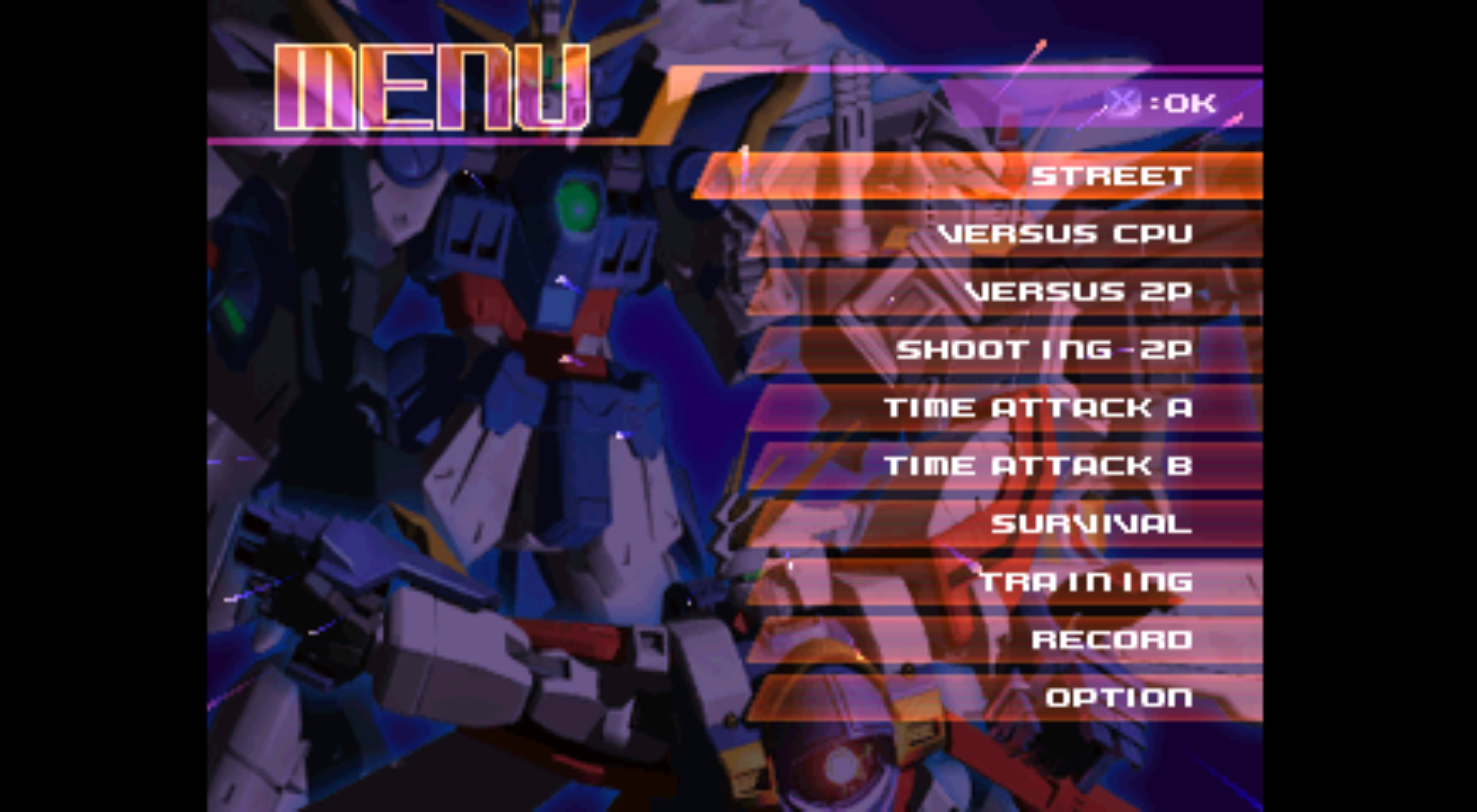 The main menu, now ten rows